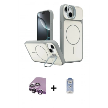 MARSİLYAN™- iPhone 14 Kılıf İz Modern Prime - Siyah Joko Magic 5D Cam + Raze Metal Kamera Lens - MR