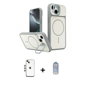 MARSİLYAN™- iPhone 14 Kılıf İz Modern Prime - Siyah Joko Magic 5D Cam + Shine Kamera Lens - GI
