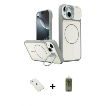 MARSİLYAN™- iPhone 14 Kılıf İz Modern Prime - Siyah Joko Magic 5D Hayalet Cam + Diamond Kamera Lens - SABE