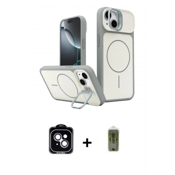 MARSİLYAN™- iPhone 14 Kılıf İz Modern Prime - Siyah Joko Magic 5D Hayalet Cam + PVD Metal Kamera Lens - MI