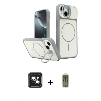 MARSİLYAN™- iPhone 14 Kılıf İz Modern Prime - Siyah Joko Magic 5D Hayalet Cam + PVD Metal Kamera Lens - PE