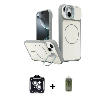 MARSİLYAN™- iPhone 14 Kılıf İz Modern Prime - Siyah Joko Magic 5D Hayalet Cam + PVD Metal Kamera Lens - SH