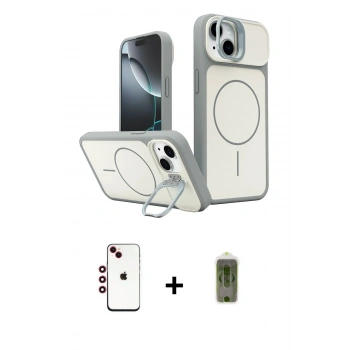 MARSİLYAN™- iPhone 14 Kılıf İz Modern Prime - Siyah Joko Magic 5D Hayalet Cam + Shine Kamera Lens - KI
