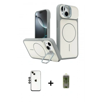 MARSİLYAN™- iPhone 14 Kılıf İz Modern Prime - Siyah Joko Magic 5D Hayalet Cam + Shine Kamera Lens - SH
