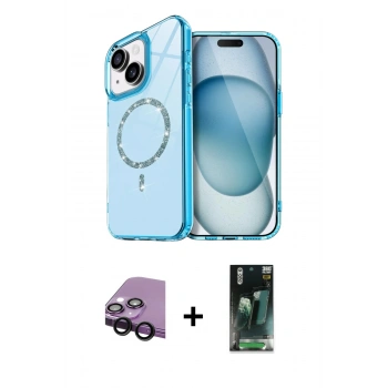 MARSİLYAN™- iPhone 14 Kılıf Kıvılcım Form Prime - Şeffaf 360 Full Body Arka Koruyucu + Raze Metal Kamera Lens - SH
