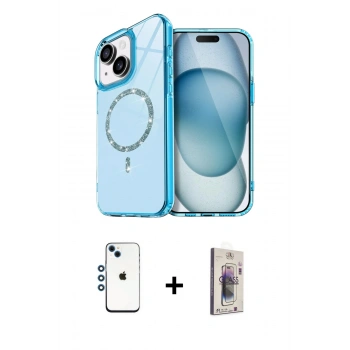MARSİLYAN™- iPhone 14 Kılıf Kıvılcım Form Prime - Siyah Bilvis 3D Cam Ekran Koruyucu + Shine Kamera Lens - MI