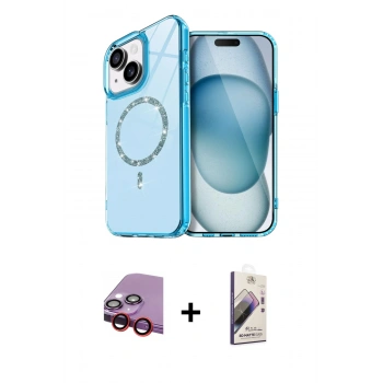 MARSİLYAN™- iPhone 14 Kılıf Kıvılcım Form Prime - Siyah Bilvis 3D Mat Cam Ekran Koruyucu + Raze Metal Kamera Lens - KI
