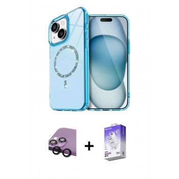 MARSİLYAN™- iPhone 14 Kılıf Kıvılcım Form Prime - Siyah Bilvis 5in1 3D Magic Cam Ekran Koruyucu + Raze Metal Kamera Lens - SH