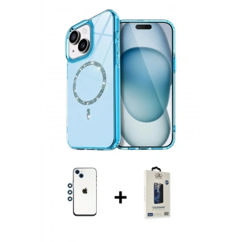 MARSİLYAN™- iPhone 14 Kılıf Kıvılcım Form Prime - Siyah Bilvis Hayalet Cam Ekran Koruyucu + Shine Kamera Lens - MI