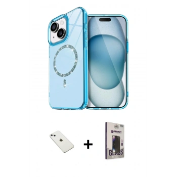 MARSİLYAN™- iPhone 14 Kılıf Kıvılcım Form Prime - Siyah Bilvis Hayalet Cam Ekran Koruyucu + Diamond Kamera Lens - SABE