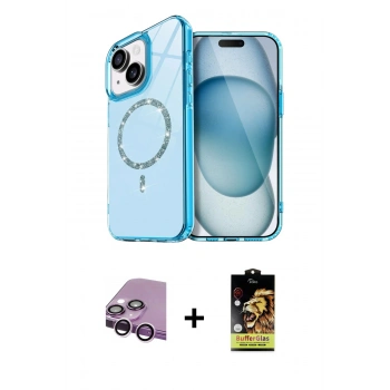 MARSİLYAN™- iPhone 14 Kılıf Kıvılcım Form Prime - Siyah Buffer Cam Ekran Koruyucu + Raze Metal Kamera Lens - MR