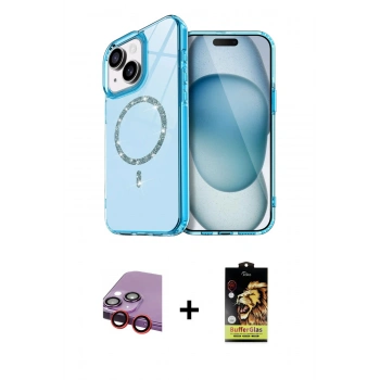 MARSİLYAN™- iPhone 14 Kılıf Kıvılcım Form Prime - Siyah Buffer Cam Ekran Koruyucu + Raze Metal Kamera Lens - KI