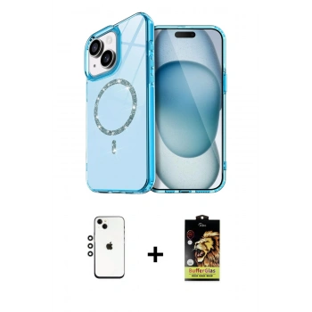 MARSİLYAN™- iPhone 14 Kılıf Kıvılcım Form Prime - Siyah Buffer Cam Ekran Koruyucu + Shine Kamera Lens - GS