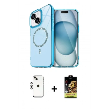 MARSİLYAN™- iPhone 14 Kılıf Kıvılcım Form Prime - Siyah Buffer Cam Ekran Koruyucu + Shine Kamera Lens - SH