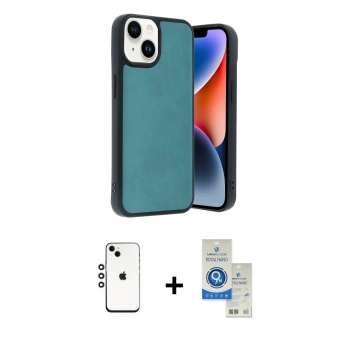 MARSİLYAN™- iPhone 14 Kılıf Kıvılcım Işık Serisi - Şeffaf Royal Nano Ekran Koruyucu + Shine Kamera Lens - GS