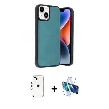MARSİLYAN™- iPhone 14 Kılıf Kıvılcım Işık Serisi - Siyah 3D Antistatik Cam Ekran Koruyucu + Shine Kamera Lens - GS