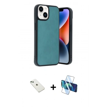 MARSİLYAN™- iPhone 14 Kılıf Kıvılcım Işık Serisi - Siyah 3D Antistatik Cam Ekran Koruyucu + Diamond Kamera Lens - YL
