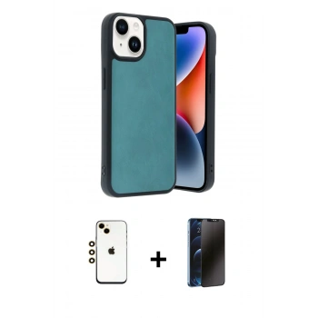 MARSİLYAN™- iPhone 14 Kılıf Kıvılcım Işık Serisi - Siyah 3D Antistatik Hayalet Cam Ekran Koruyucu + Shine Kamera Lens - GD