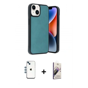 MARSİLYAN™- iPhone 14 Kılıf Kıvılcım Işık Serisi - Siyah Bilvis 3D Mat Cam Ekran Koruyucu + Shine Kamera Lens - MI