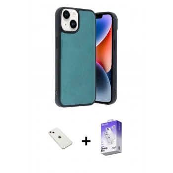 MARSİLYAN™- iPhone 14 Kılıf Kıvılcım Işık Serisi - Siyah Bilvis 5in1 3D Magic Cam Ekran Koruyucu + Diamond Kamera Lens - PE