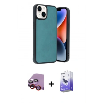 MARSİLYAN™- iPhone 14 Kılıf Kıvılcım Işık Serisi - Siyah Bilvis 5in1 5D Magic Hayalet Cam Ekran Koruyucu + Raze Metal Kamera Lens - KI