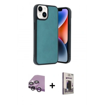 MARSİLYAN™- iPhone 14 Kılıf Kıvılcım Işık Serisi - Siyah Bilvis Hayalet Cam Ekran Koruyucu + Raze Metal Kamera Lens - MR