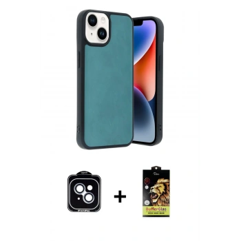 MARSİLYAN™- iPhone 14 Kılıf Kıvılcım Işık Serisi - Siyah Buffer Cam Ekran Koruyucu + PVD Metal Kamera Lens - MI