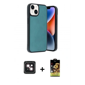 MARSİLYAN™- iPhone 14 Kılıf Kıvılcım Işık Serisi - Siyah Buffer Cam Ekran Koruyucu + PVD Metal Kamera Lens - PE