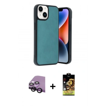 MARSİLYAN™- iPhone 14 Kılıf Kıvılcım Işık Serisi - Siyah Buffer Cam Ekran Koruyucu + Raze Metal Kamera Lens - SH