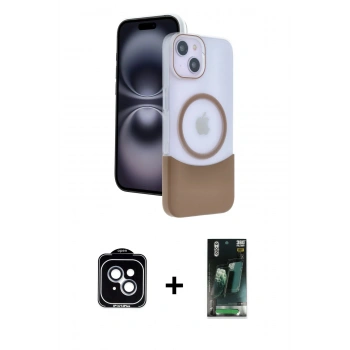 MARSİLYAN™- iPhone 14 Kılıf Kozmos Form Özel Seri - Şeffaf 360 Full Body Arka Koruyucu + PVD Metal Kamera Lens - MI