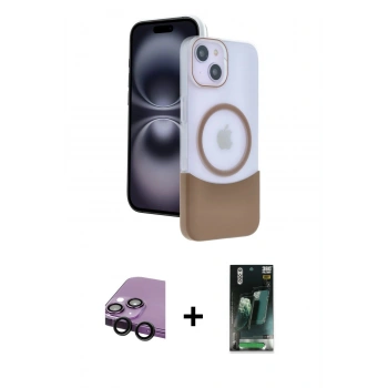 MARSİLYAN™- iPhone 14 Kılıf Kozmos Form Özel Seri - Şeffaf 360 Full Body Arka Koruyucu + Raze Metal Kamera Lens - SH