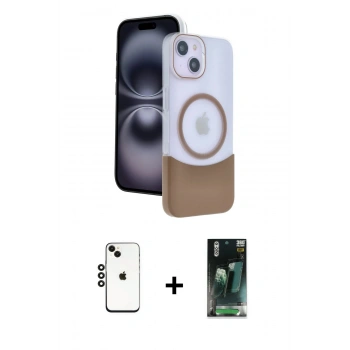 MARSİLYAN™- iPhone 14 Kılıf Kozmos Form Özel Seri - Şeffaf 360 Full Body Arka Koruyucu + Shine Kamera Lens - SH