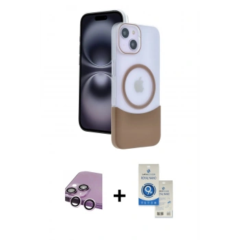 MARSİLYAN™- iPhone 14 Kılıf Kozmos Form Özel Seri - Şeffaf Royal Nano Ekran Koruyucu + Raze Metal Kamera Lens - MR