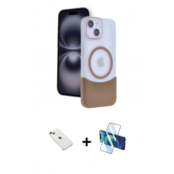 MARSİLYAN™- iPhone 14 Kılıf Kozmos Form Özel Seri - Siyah 3D Antistatik Cam Ekran Koruyucu + Diamond Kamera Lens - YL