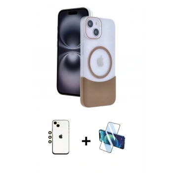 MARSİLYAN™- iPhone 14 Kılıf Kozmos Form Özel Seri - Siyah 3D Antistatik Cam Ekran Koruyucu + Shine Kamera Lens - GD