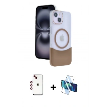 MARSİLYAN™- iPhone 14 Kılıf Kozmos Form Özel Seri - Siyah 3D Antistatik Cam Ekran Koruyucu + Shine Kamera Lens - KI