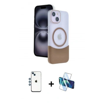 MARSİLYAN™- iPhone 14 Kılıf Kozmos Form Özel Seri - Siyah 3D Antistatik Cam Ekran Koruyucu + Shine Kamera Lens - MI