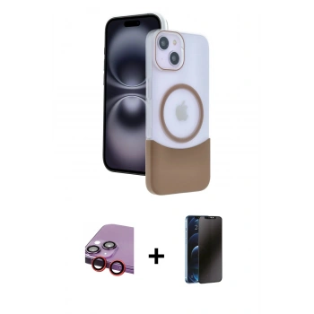 MARSİLYAN™- iPhone 14 Kılıf Kozmos Form Özel Seri - Siyah 3D Antistatik Hayalet Cam Ekran Koruyucu + Raze Metal Kamera Lens - KI