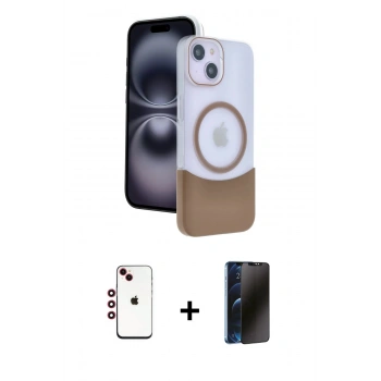 MARSİLYAN™- iPhone 14 Kılıf Kozmos Form Özel Seri - Siyah 3D Antistatik Hayalet Cam Ekran Koruyucu + Shine Kamera Lens - KI