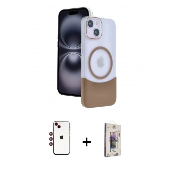 MARSİLYAN™- iPhone 14 Kılıf Kozmos Form Özel Seri - Siyah Bilvis 3D Cam Ekran Koruyucu + Shine Kamera Lens - KI