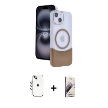MARSİLYAN™- iPhone 14 Kılıf Kozmos Form Özel Seri - Siyah Bilvis 3D Mat Cam Ekran Koruyucu + Shine Kamera Lens - GI