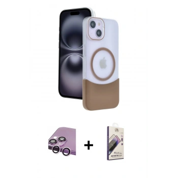 MARSİLYAN™- iPhone 14 Kılıf Kozmos Form Özel Seri - Siyah Bilvis 3D Mat Cam Ekran Koruyucu + Raze Metal Kamera Lens - MR