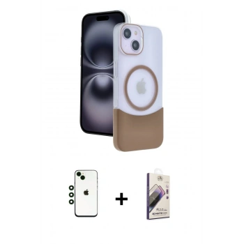 MARSİLYAN™- iPhone 14 Kılıf Kozmos Form Özel Seri - Siyah Bilvis 3D Mat Cam Ekran Koruyucu + Shine Kamera Lens - YL