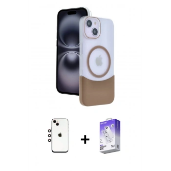 MARSİLYAN™- iPhone 14 Kılıf Kozmos Form Özel Seri - Siyah Bilvis 5in1 3D Magic Cam Ekran Koruyucu + Shine Kamera Lens - GI
