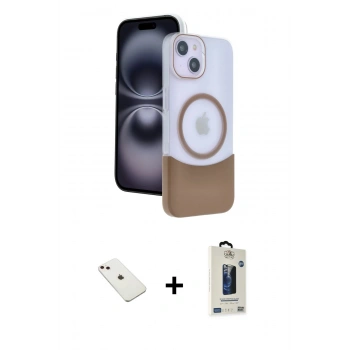 MARSİLYAN™- iPhone 14 Kılıf Kozmos Form Özel Seri - Siyah Bilvis Hayalet Cam Ekran Koruyucu + Diamond Kamera Lens - PE