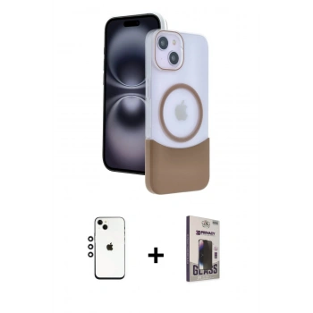MARSİLYAN™- iPhone 14 Kılıf Kozmos Form Özel Seri - Siyah Bilvis Hayalet Cam Ekran Koruyucu + Shine Kamera Lens - GS