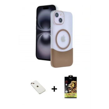 MARSİLYAN™- iPhone 14 Kılıf Kozmos Form Özel Seri - Siyah Buffer Cam Ekran Koruyucu + Diamond Kamera Lens - PE