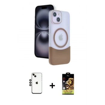 MARSİLYAN™- iPhone 14 Kılıf Kozmos Form Özel Seri - Siyah Buffer Cam Ekran Koruyucu + Shine Kamera Lens - SH
