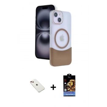 MARSİLYAN™- iPhone 14 Kılıf Kozmos Form Özel Seri - Siyah Buffer Hayalet Cam Ekran Koruyucu + Diamond Kamera Lens - KI