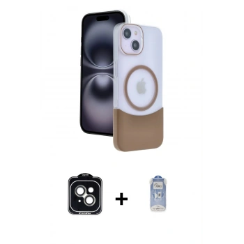 MARSİLYAN™- iPhone 14 Kılıf Kozmos Form Özel Seri - Siyah Joko Magic 5D Cam + PVD Metal Kamera Lens - YL